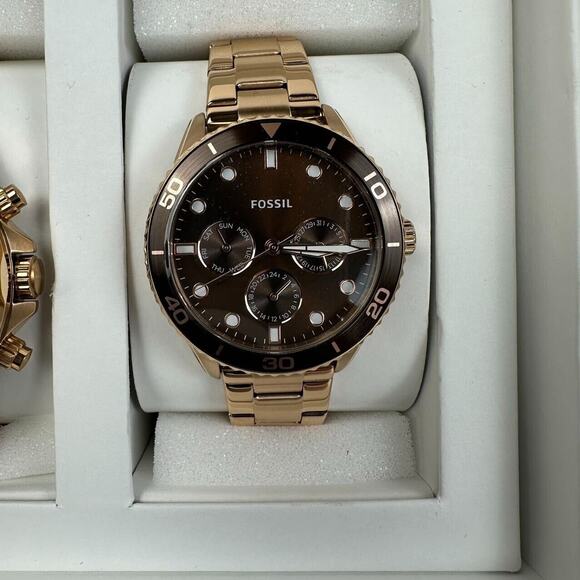 NWT Fossil His and Hers Multifunction Rose Gold-Tone Stainless Steel BQ2827SET - Picture 8 of 15
